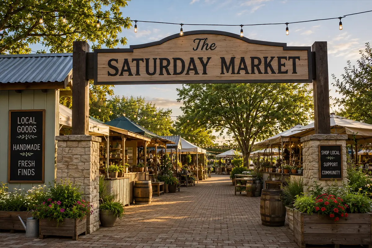 A local farmers market with fresh produce stalls